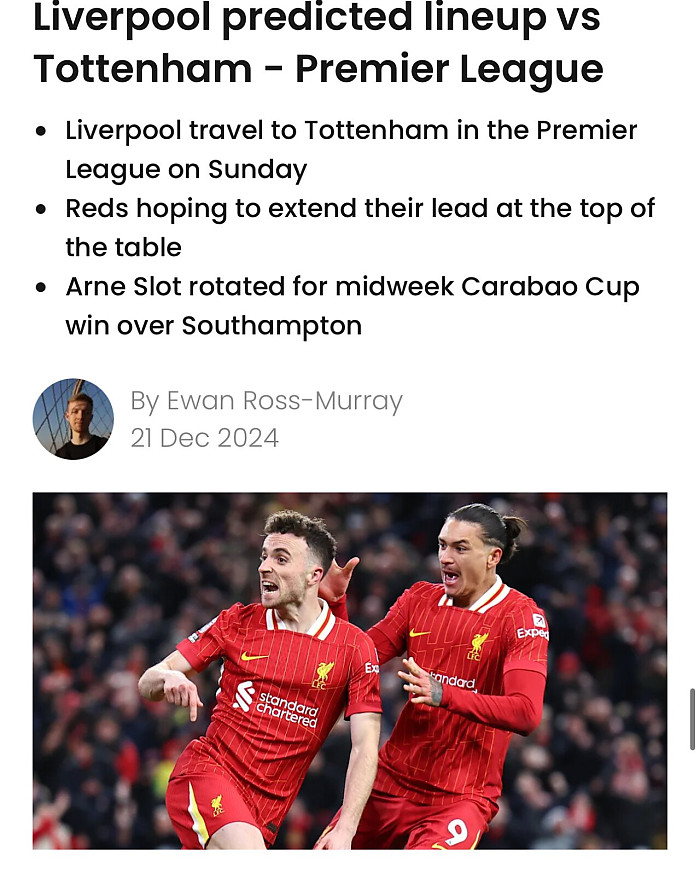 리버풀 대 토트넘 - 리버풀의 예상 선발 라인업 (4-2-3-1)
